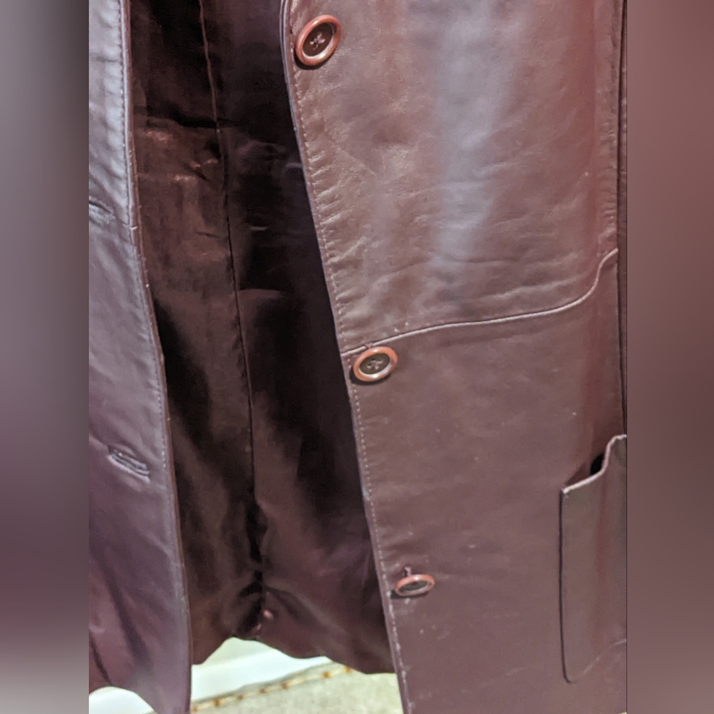 Dialogue Genuine Leather Burgundy Red Jacket Size S Woman - Picture 7 of 14